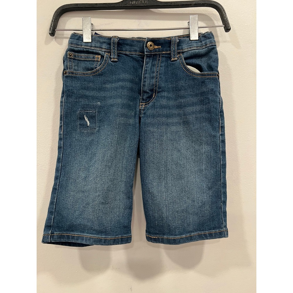 Crazy 8 Boys Blue Denim Shorts Size 8 Distressed Adjustable Waist Summer Casual